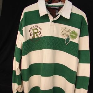 ROCAWEAR Rugby Polo Green and White, 2XL
